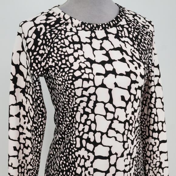 Michael Kors Dress Womens Small White Black Stretch Knit Animal Print Bodycon - Picture 6 of 14